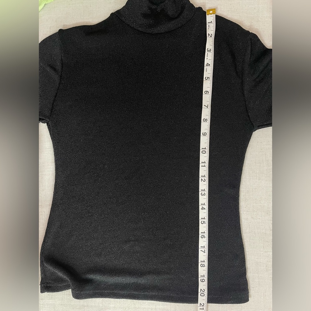 Vintage Kitty Hawk Y2K High Neck Black Sparkle Stretch BabyDoll Top - Picture 8 of 8